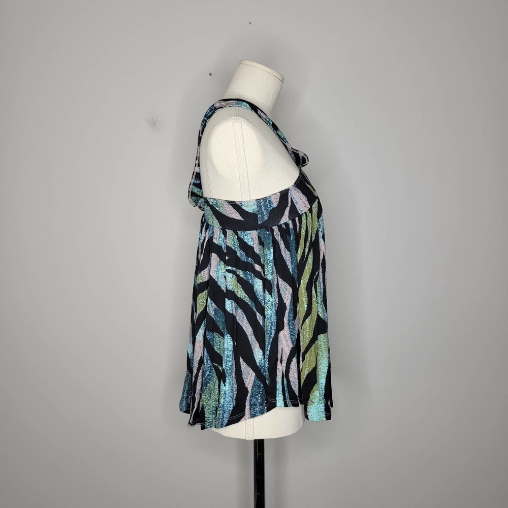 Free People Multicolor Zebra Print Halter Neck Tie Front Tank Top Women XS - Picture 4 of 8